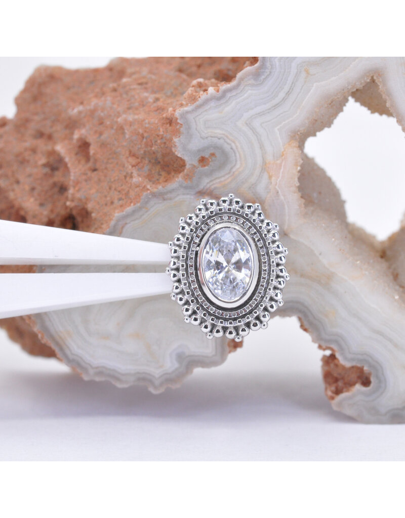 BVLA 11x13mm Oval Afghan with 4x6mm CZ in 14k White Gold 16g Threaded End by BVLA!