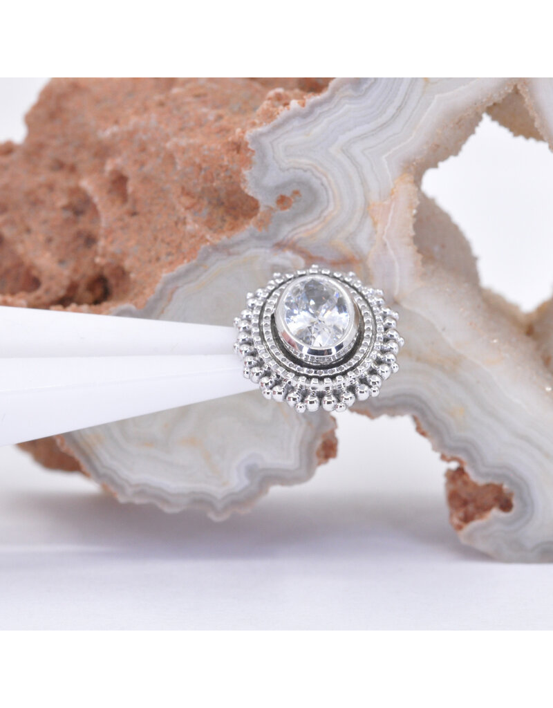 BVLA 11x13mm Oval Afghan with 4x6mm CZ in 14k White Gold 16g Threaded End by BVLA!