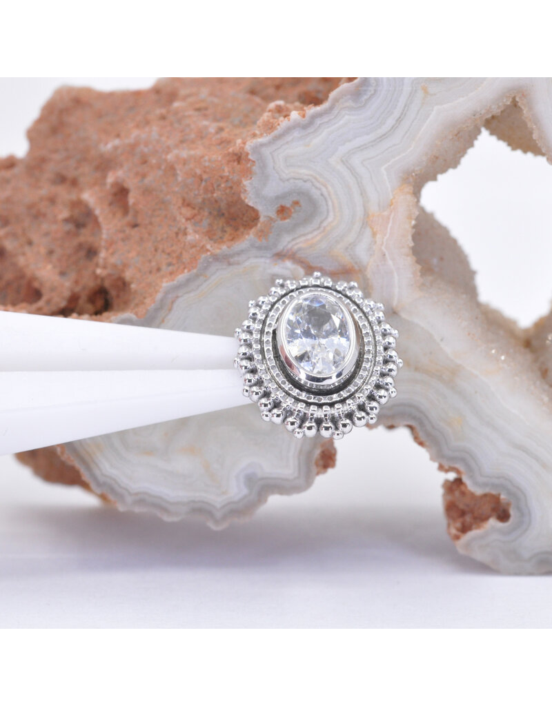 BVLA 11x13mm Oval Afghan with 4x6mm CZ in 14k White Gold 16g Threaded End by BVLA!