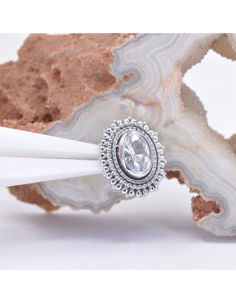 BVLA 11x13mm Oval Afghan with 4x6mm CZ in 14k White Gold 16g Threaded End by BVLA!