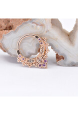 BVLA 16g 3/8" Andromeda Clicker Ring with Champagne Sapphires & Rhodolite Garnets in 14k Rose Gold by BVLA!