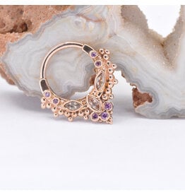 BVLA Andromeda Champagne Sapphire & Rhodolite 16g 3/8" Clicker Ring