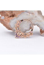 BVLA 16g 3/8" Andromeda Clicker Ring with Champagne Sapphires & Rhodolite Garnets in 14k Rose Gold by BVLA!