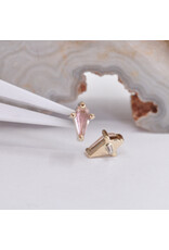 BVLA 4.5x2.5mm Coffin Prong with Faceted Oregon Sunstone in 14k Yellow Gold 16g Threaded End by BVLA!