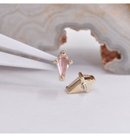 BVLA Coffin Prong Sunstone Yellow Gold 16g Threaded End