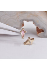 BVLA 4.5x2.5mm Coffin Prong with Faceted Oregon Sunstone in 14k Yellow Gold 16g Threaded End by BVLA!