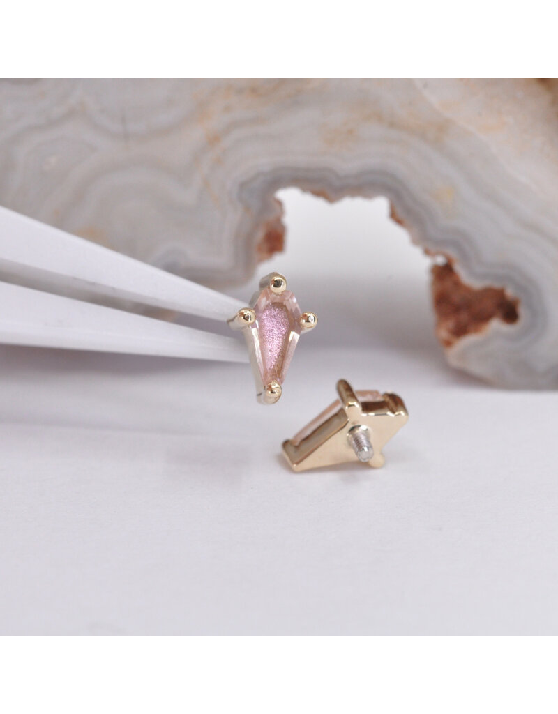 BVLA 4.5x2.5mm Coffin Prong with Faceted Oregon Sunstone in 14k Yellow Gold 16g Threaded End by BVLA!