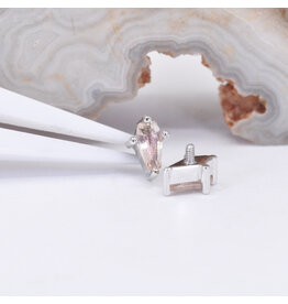BVLA Coffin Prong Sunstone White Gold 16g Threaded End