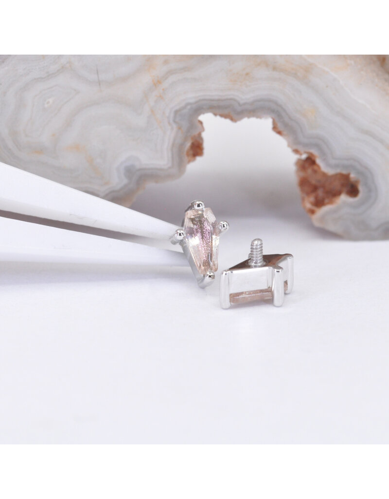 BVLA 4.5x2.5mm Coffin Prong with Faceted Oregon Sunstone in 14k White Gold 16g Threaded End by BVLA!