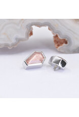 BVLA 6x4mm Coffin Bezel with Faceted Oregon Sunstone in 14k White Gold 16g Threaded End by BVLA!
