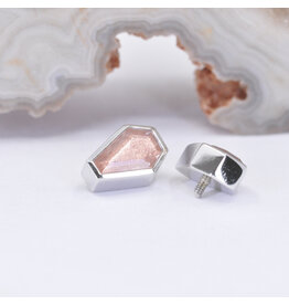 BVLA Coffin Bezel Sunstone White Gold 16g Threaded End
