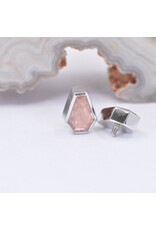 BVLA 6x4mm Coffin Bezel with Faceted Oregon Sunstone in 14k White Gold 16g Threaded End by BVLA!