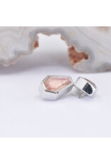 BVLA 6x4mm Coffin Bezel with Faceted Oregon Sunstone in 14k White Gold 16g Threaded End by BVLA!