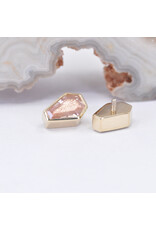 BVLA 6x4mm Coffin Bezel with Faceted Oregon Sunstone in 14k Yellow Gold 16g Threaded End by BVLA!