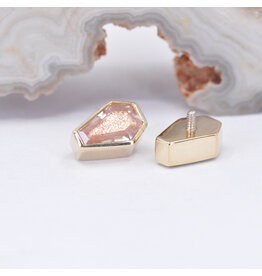 BVLA Coffin Bezel Sunstone Yellow Gold 16g Threaded End