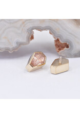 BVLA 6x4mm Coffin Bezel with Faceted Oregon Sunstone in 14k Yellow Gold 16g Threaded End by BVLA!