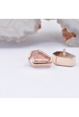 BVLA 6x4mm Coffin Bezel with Faceted Oregon Sunstone in 14k Rose Gold 16g Threaded End by BVLA!