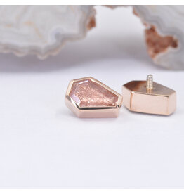 BVLA Coffin Bezel Sunstone Rose Gold 16g Threaded End