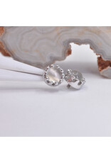 BVLA 6mm Crown Prong with 4mm White Moonstone Cabochon in 14k White Gold 16g Threaded Ends by BVLA!