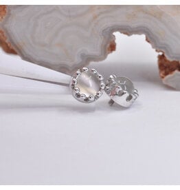 BVLA Crown Prong White Moonstone White Gold 16g Threaded Ends