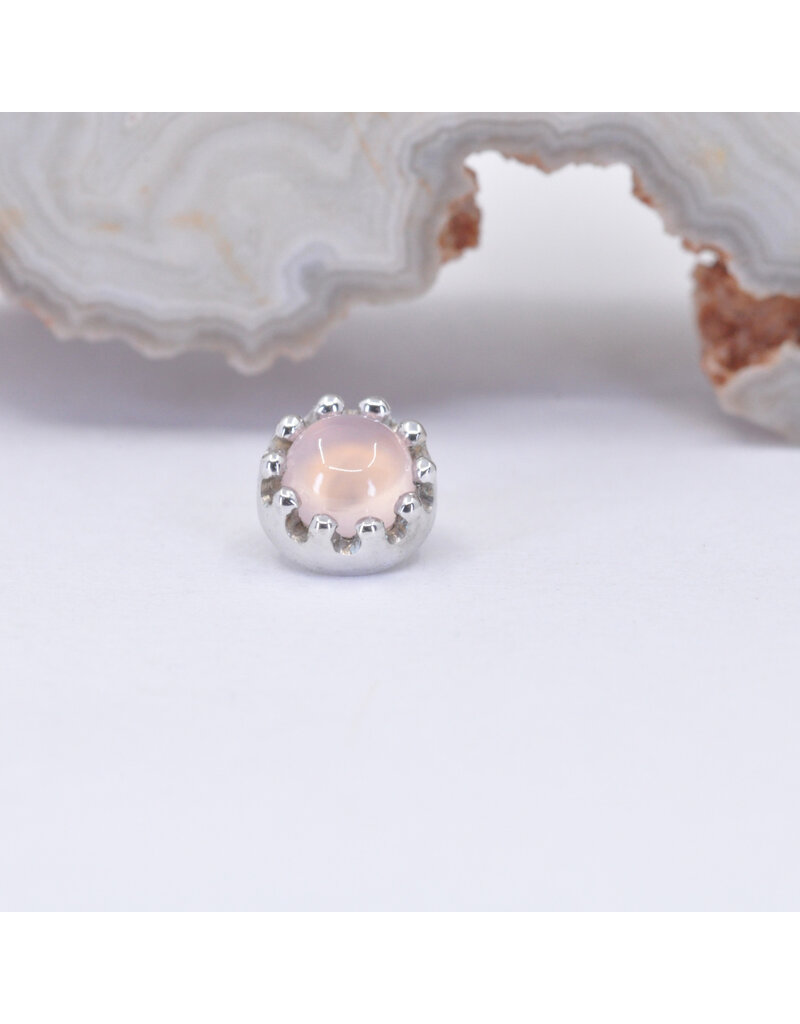 BVLA 6mm Crown Prong with 4mm Peach Chalcedony Cabochon in 14k White Gold 16g Threaded End by BVLA!