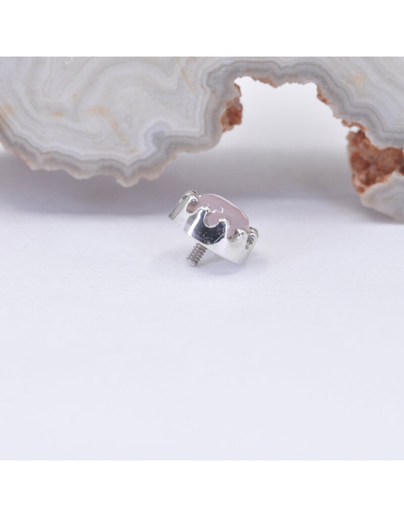 BVLA 6mm Crown Prong with 4mm Peach Chalcedony Cabochon in 14k White Gold 16g Threaded End by BVLA!
