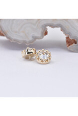BVLA 6mm Crown Prong with 4mm Reverse Set CZ in 14k Yellow Gold 16g Threaded Ends by BVLA!