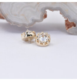 BVLA Crown Prong CZ Yellow Gold 16g Threaded Ends