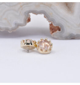 BVLA Crown Prong Sunstone Yellow Gold 16g Threaded Ends