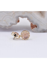 BVLA 6mm Crown Prong with 4mm Oregon Sunstone Cabochon in 14k Yellow Gold 16g Threaded Ends by BVLA!