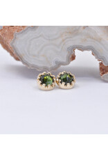 BVLA 6mm Crown Prong with 4mm Rose Cut Green Tourmaline in 14k Yellow Gold 16g Threaded Ends by BVLA!