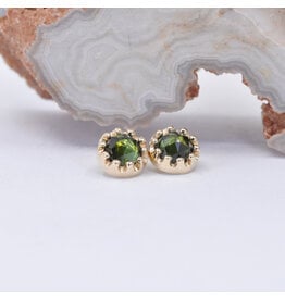 BVLA Crown Prong Green Tourmaline Yellow Gold 16g Threaded Ends