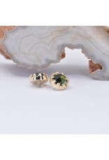 BVLA 6mm Crown Prong with 4mm Rose Cut Green Tourmaline in 14k Yellow Gold 16g Threaded Ends by BVLA!