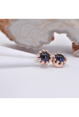 BVLA 6mm Crown Prong with 4mm Iolite Cabochon in 14k Rose Gold 16g Threaded Ends by BVLA!