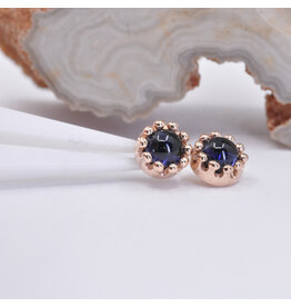 BVLA Crown Prong Iolite Rose Gold 16g Threaded Ends