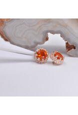 BVLA 6mm Crown Prong with 4mm Faceted Mexican Fire Opal in 14k Rose Gold 16g Threaded Ends by BVLA!