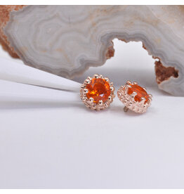 BVLA Crown Prong Mexican Fire Opal Rose Gold 16g Threaded Ends