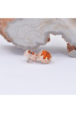 BVLA 6mm Crown Prong with 4mm Faceted Mexican Fire Opal in 14k Rose Gold 16g Threaded Ends by BVLA!