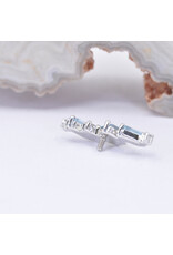 BVLA Genesis 16g Threaded End 14k White Gold Alternating Sandblasted and Polished Swiss Blue Topaz Baguettes and Diamond Accents