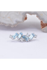 BVLA Genesis with Alternating Sandblasted and Faceted Swiss Blue Topaz, and Genuine VS Diamond in 14k White Gold 16g Threaded End by BVLA!