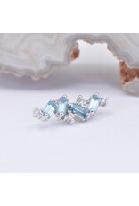 BVLA Genesis with Alternating Sandblasted and Faceted Swiss Blue Topaz, and Genuine VS Diamond in 14k White Gold 16g Threaded End by BVLA!