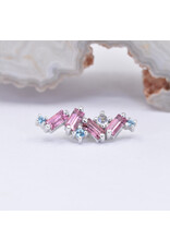 BVLA Genesis 16g Threaded End 14k White Gold Pink Tourmaline AA with Ice Blue Topaz and Rainbow Moonstone  Accents