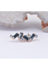 BVLA Genesis with Grade AA London Blue Topaz, Ice Blue Topaz, and Mercury Mist Topaz in 14k Rose Gold 16g Threaded End by BVLA!