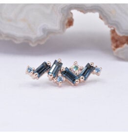 BVLA Genesis London Blue Topaz, Ice Blue Topaz & Mercury Mist Topaz Rose Gold 16g Threaded End