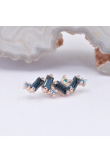 BVLA Genesis with Grade AA London Blue Topaz, Ice Blue Topaz, and Mercury Mist Topaz in 14k Rose Gold 16g Threaded End by BVLA!