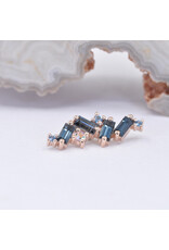 BVLA Genesis with Grade AA London Blue Topaz, Ice Blue Topaz, and Mercury Mist Topaz in 14k Rose Gold 16g Threaded End by BVLA!