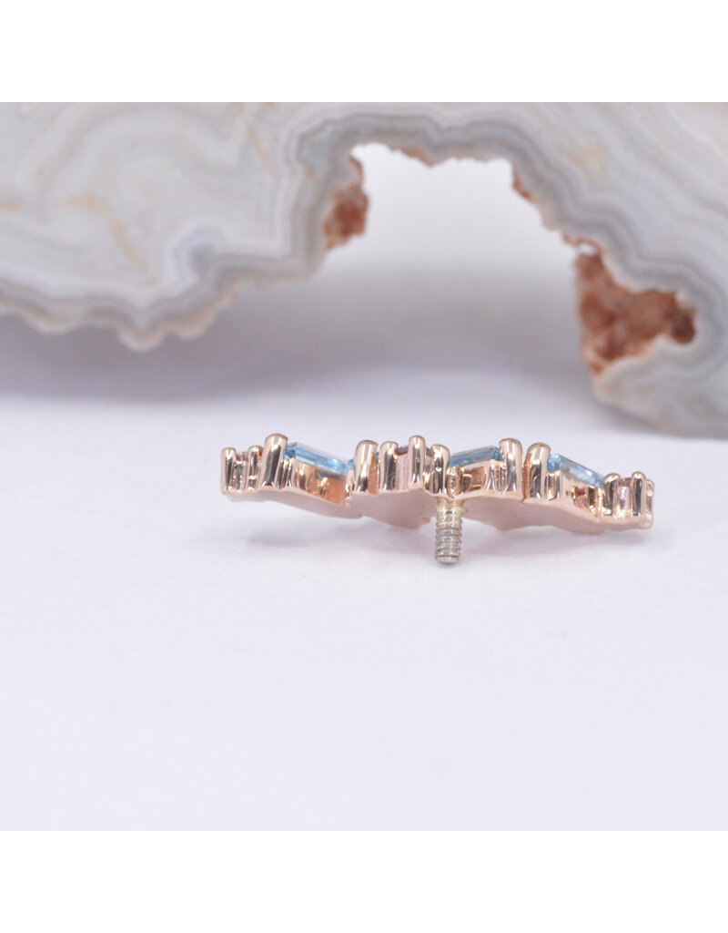 BVLA Genesis with Swiss Blue Topaz and Champagne Sapphire in 14k Rose Gold 16g Threaded End by BVLA!