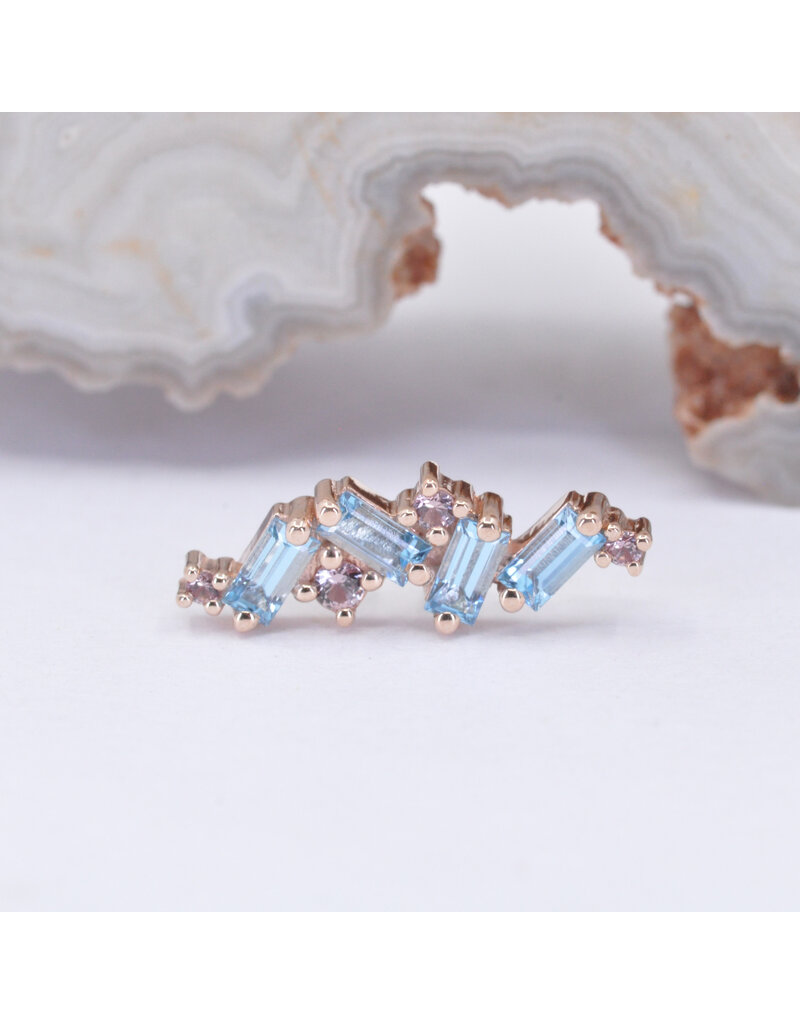BVLA Genesis with Swiss Blue Topaz and Champagne Sapphire in 14k Rose Gold 16g Threaded End by BVLA!