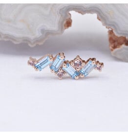 BVLA Genesis Swiss Blue Topaz & Champagne Sapphire Rose Gold 16g Threaded End