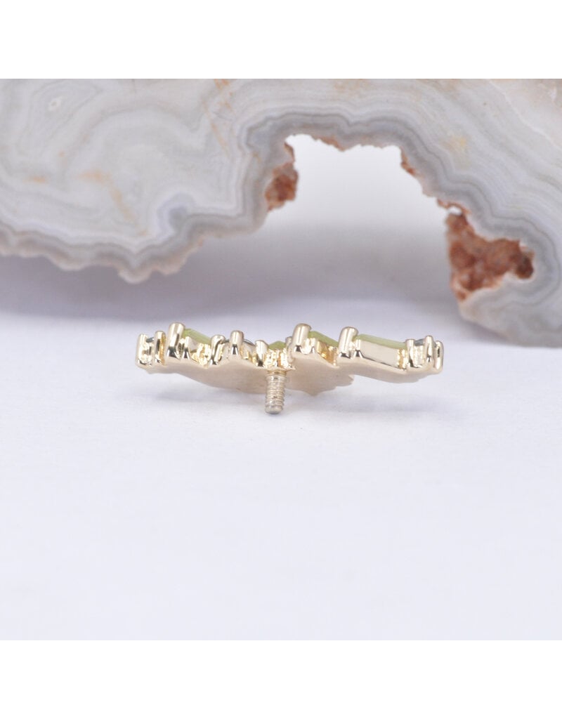 BVLA Genesis with Sandblasted Grade AA Peridot and Grade AA Grey Sapphire in 14k Yellow Gold 16g Threaded End by BVLA!